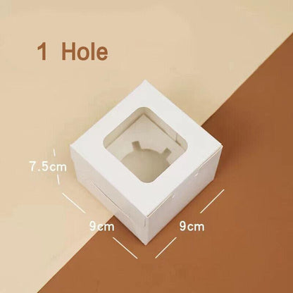 Cupcake Box Cases 1/2/4/8/12 Holes Window Face Cases Party Wedding Muffin Baking - 2 Holes 5PCS