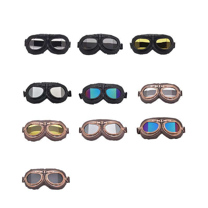 Vintage Pilot Motorcycle Racing Goggles Aviator Retro Atv Utv Dirt Bike Eyewear - Black + Yellow
