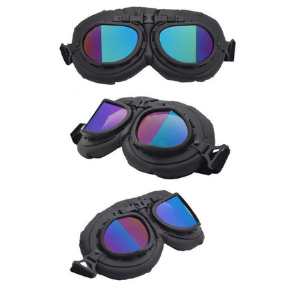 Vintage Pilot Motorcycle Racing Goggles Aviator Retro Atv Utv Dirt Bike Eyewear - Black + Yellow