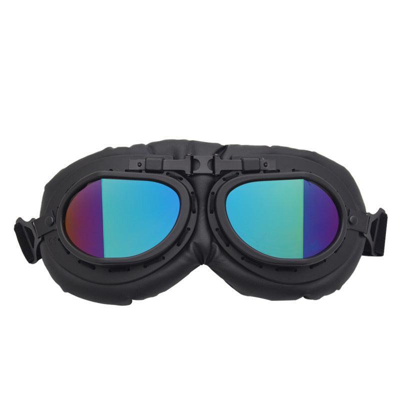 Vintage Pilot Motorcycle Racing Goggles Aviator Retro Atv Utv Dirt Bike Eyewear - Black + Yellow