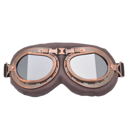 Vintage Pilot Motorcycle Racing Goggles Aviator Retro Atv Utv Dirt Bike Eyewear - Copper + Colourful