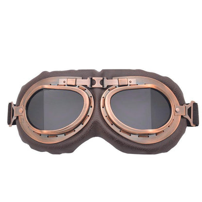Vintage Pilot Motorcycle Racing Goggles Aviator Retro Atv Utv Dirt Bike Eyewear - Copper + Colourful