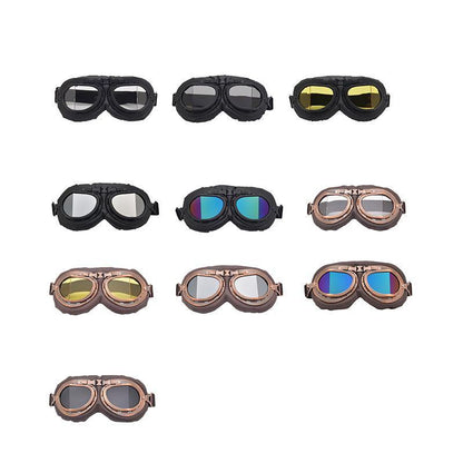 Vintage Pilot Motorcycle Racing Goggles Aviator Retro Atv Utv Dirt Bike Eyewear - Copper + Grey
