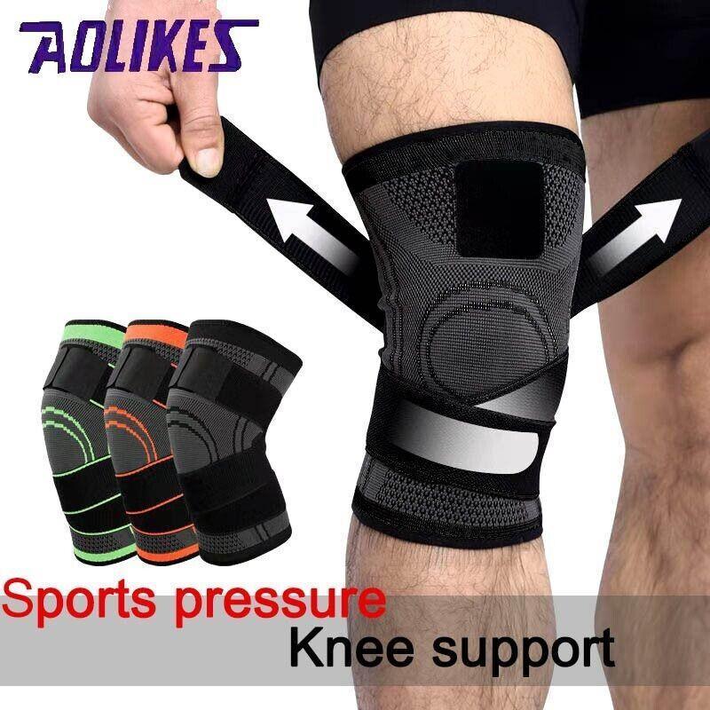 Black AOLIKES 3D Knee Support Brace Compression Sleeve Arthritis Pain Relief Gym - L