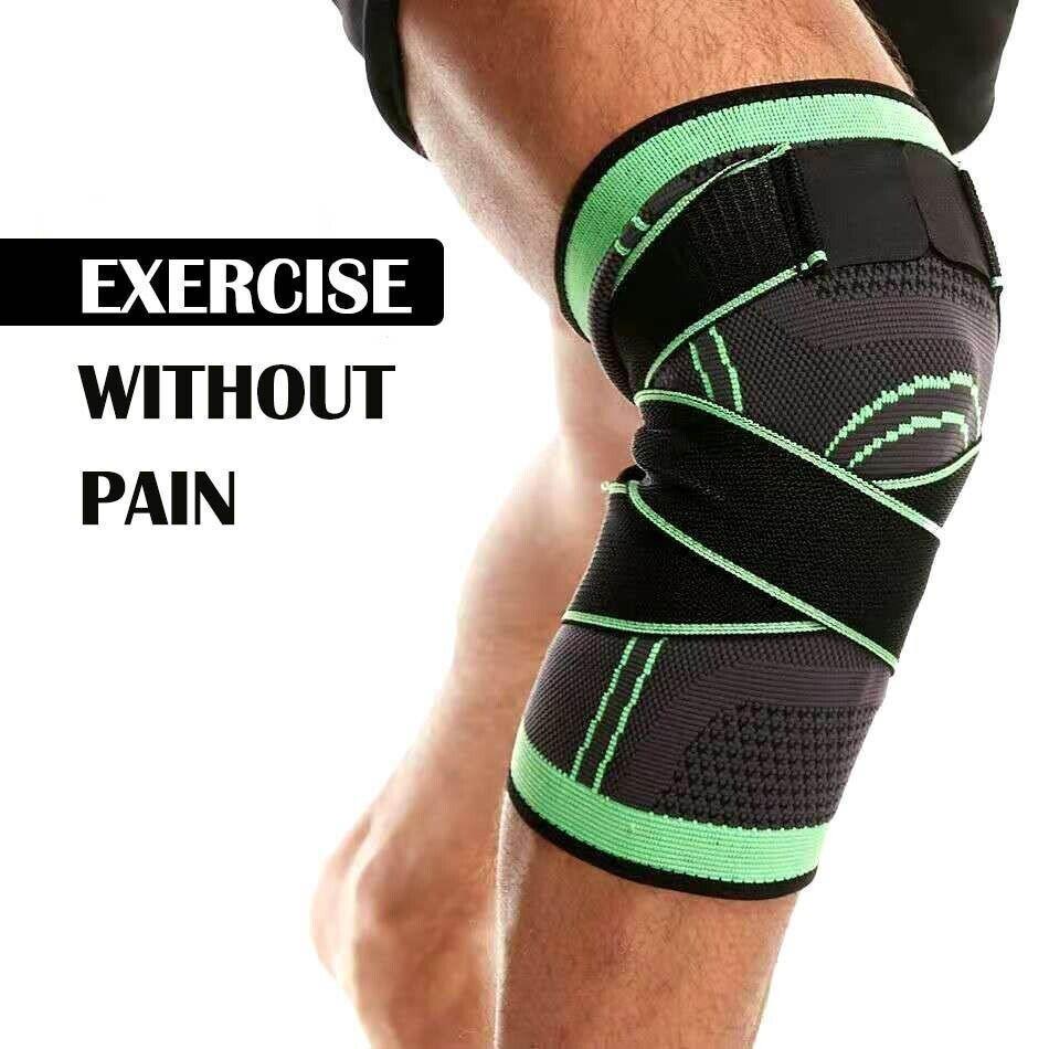 Black AOLIKES 3D Knee Support Brace Compression Sleeve Arthritis Pain Relief Gym - L