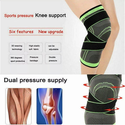 Black AOLIKES 3D Knee Support Brace Compression Sleeve Arthritis Pain Relief Gym - L