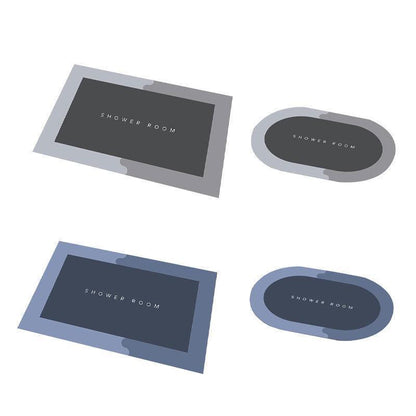 40*60CM Super Absorbent Floor Mat Soft Quick-Drying Non-Slip Diatom Mud Bath - Blue-Retangle