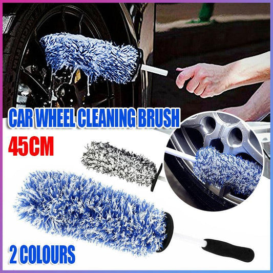 Car Wheel Cleaning Brush Tool Alloy Soft Bristle - Blue+White