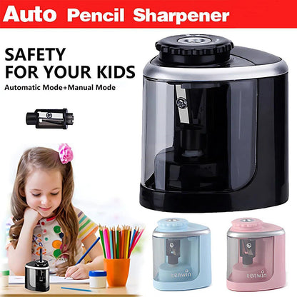 Automatic Electric Pencil Sharpener Operated Students Desktop With 2 Blades - Black