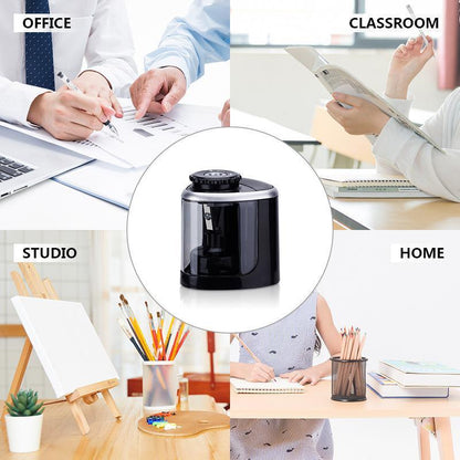 Automatic Electric Pencil Sharpener Operated Students Desktop With 2 Blades - Black