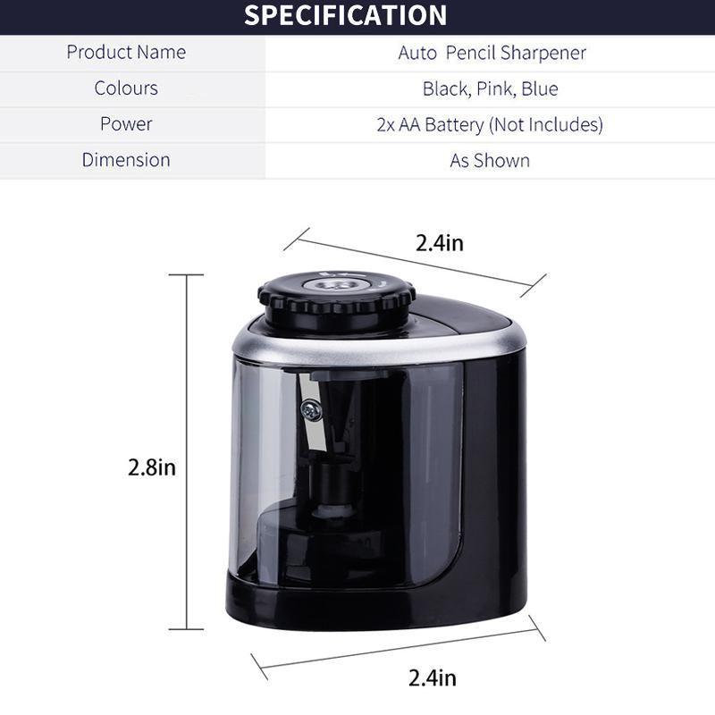 Automatic Electric Pencil Sharpener Operated Students Desktop With 2 Blades - Black