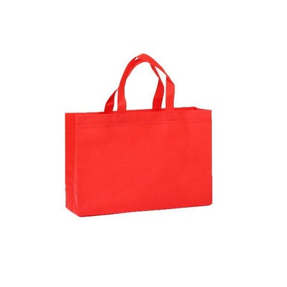 100PCS Reusable Non Woven Shopping Bags Eco Friendly Washable Tote Bags Red - 38X30X10CM