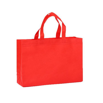 100PCS Reusable Non Woven Shopping Bags Eco Friendly Washable Tote Bags Red - 41X35X12CM