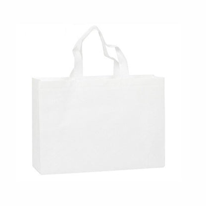 100PCS Reusable Non Woven Shopping Bags Eco Friendly Washable Tote Bags White - 41X35X12CM