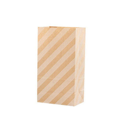 100X Colourful Plaid Kraft Paper Bag Candy Cookie Snack Cake Gift Bags 9X6X18cm - Orange