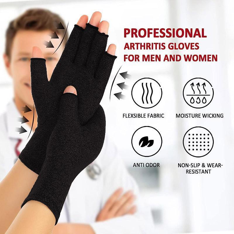 Brace Arthritis Hand Compression Gloves fingerless gloves Pain Relief Brown - S