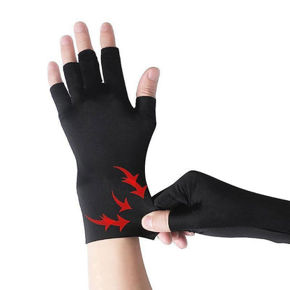 Brace Arthritis Hand Compression Gloves fingerless gloves Pain Relief Brown - M