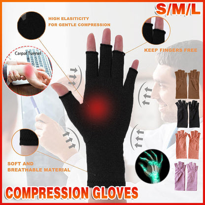 Brace Arthritis Hand Compression Gloves fingerless gloves Pain Relief Brown - L