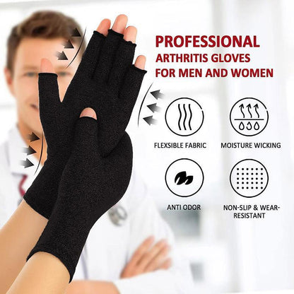 Brace Arthritis Hand Compression Gloves fingerless gloves Pain Relief Brown - L