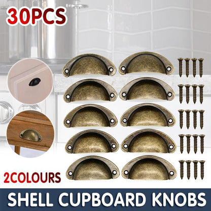30X Modern Cup Cabinet Handle Knob Drawer Furniture Door Pull Shell Cupboard - Black