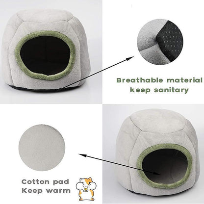 Soft Small Animal Guinea Pig Cozy Warm Pet Tent Hamster House Hideout Cave Bed - Grey-Sheep