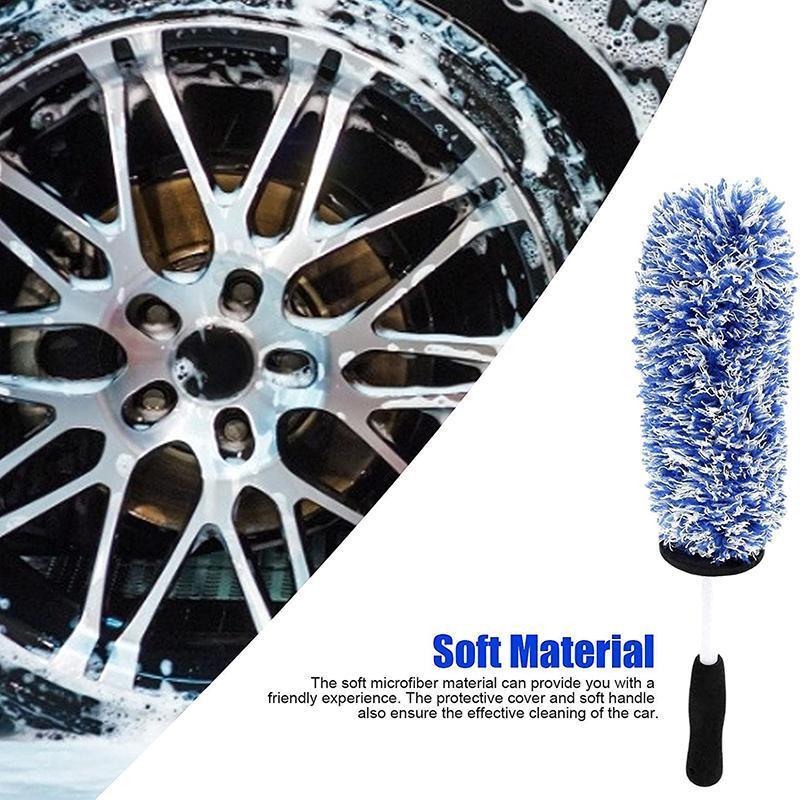 Car Wheel Cleaning Brush Tool Alloy Soft Bristle - Black+White
