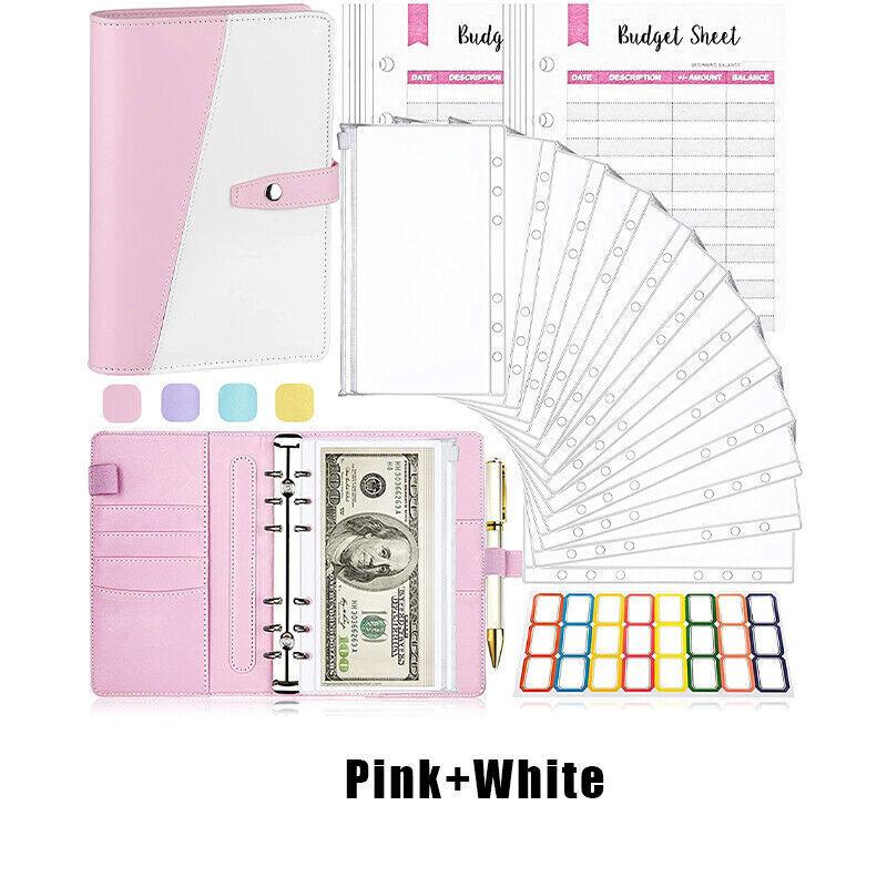 A6 Pu Leather Binder Pockets Cash Envelope Planner Notebooks - Blue