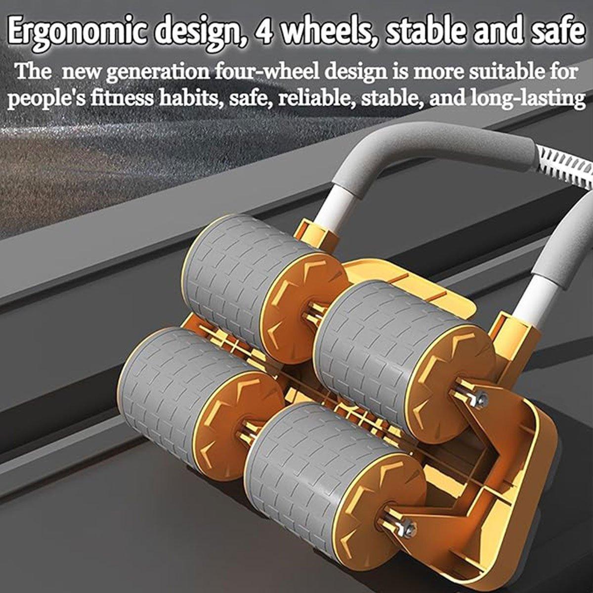 Four Wheel Abdominal Roller Automatic Rebound Ab Machine Home Fitness Equipment - Blue