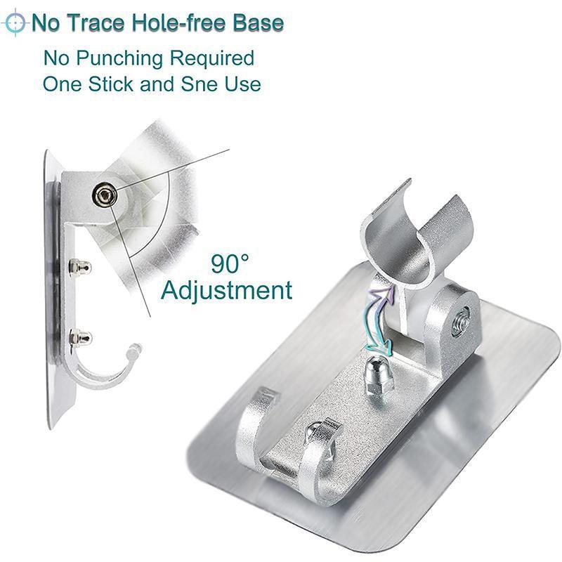 Adjustable Bracket Suction Shower Head Handset Holder Bathroom Wall Mount +Hooks
