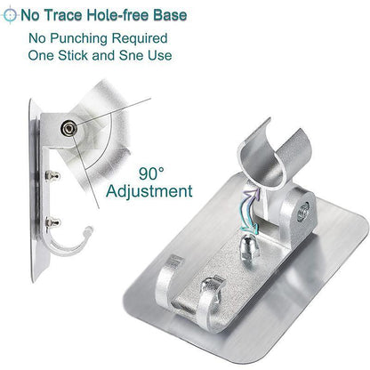Adjustable Bracket Suction Shower Head Handset Holder Bathroom Wall Mount +Hooks