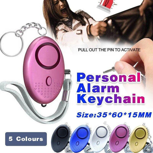 140DB Personal Alarm Keychain with LED Light for Emergency Alert and Assistance - Gold
