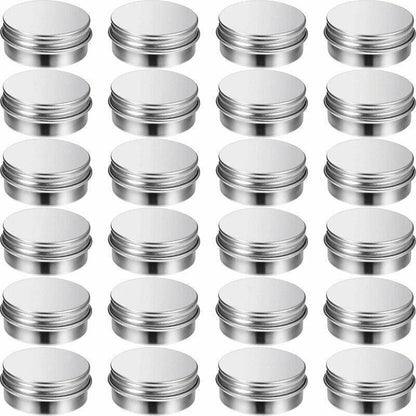 50Pcs Durable Silver Aluminum Cosmetic Pot Lip Balm Jar Containers Empty Tin - 10ML