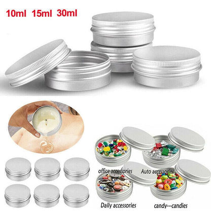 50Pcs Durable Silver Aluminum Cosmetic Pot Lip Balm Jar Containers Empty Tin - 15ML