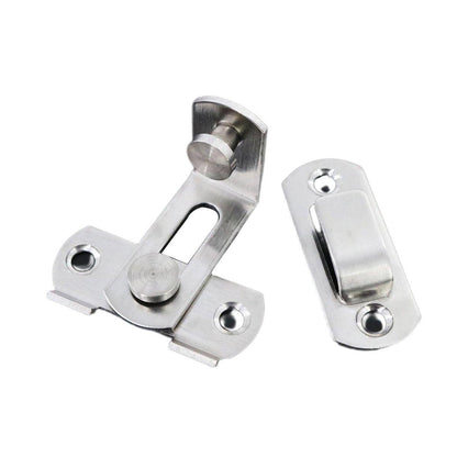 2 Sets 90 Degree Sliding Door Latch Lock Catch Kit for Home Use - Right-Angle-Silver-L