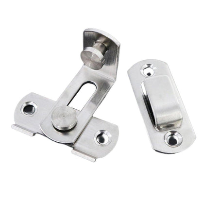 2 Sets 90 Degree Sliding Door Latch Lock Catch Kit for Home Use - Right-Angle-Silver-L