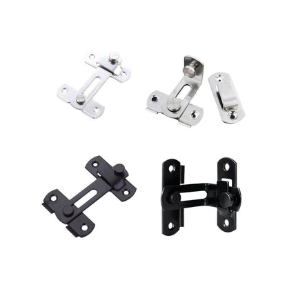 2 Sets 90 Degree Sliding Door Latch Lock Catch Kit for Home Use - Right-Angle-Silver-S
