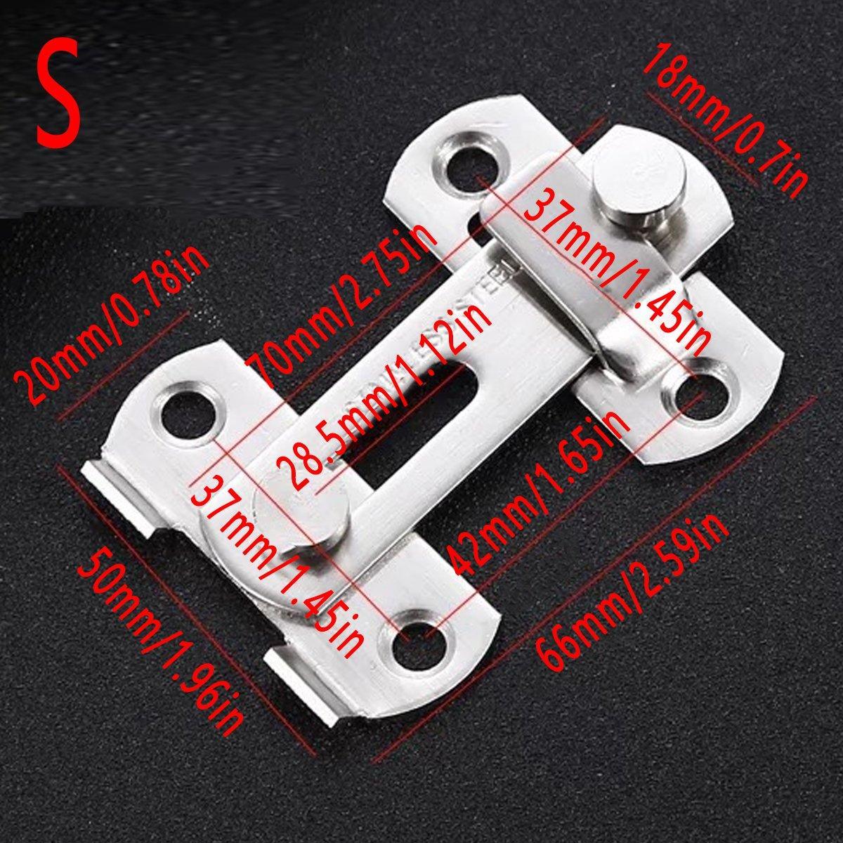 2 Sets 90 Degree Sliding Door Latch Lock Catch Kit for Home Use - Right-Angle-Silver-S