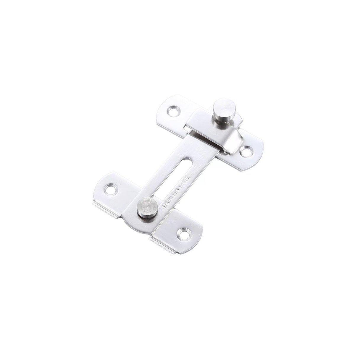 2 Sets 90 Degree Sliding Door Latch Lock Catch Kit for Home Use - Right-Angle-Silver-S