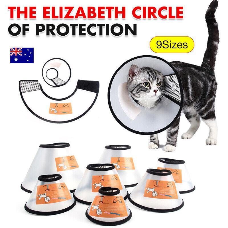 Pet Dog Cat Cone Protective Collar Wound Healing Medical Elizabethan E-Collar Au - Large#(49.5-56CM  depth: 28CM)
