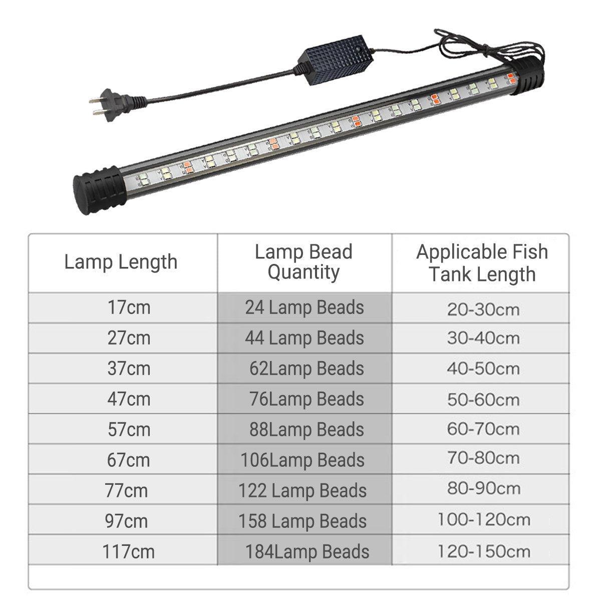 Aquarium Fish Tank Light LED Waterproof Full Spectrum Aqua Lamp RGB - 27cm 44Led