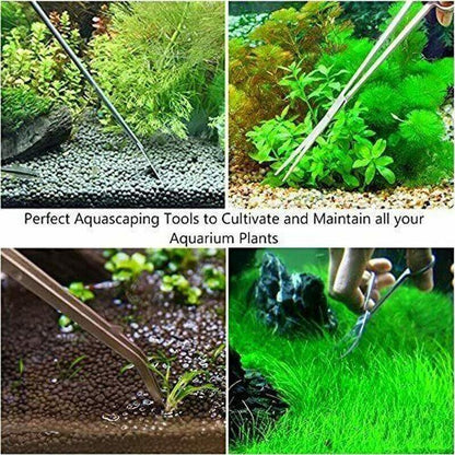 Stainless Steel Aquarium Tool Set Tweezers Scissors Spatula Kit 4 5 6PCS - 5PCS Tool + Bag