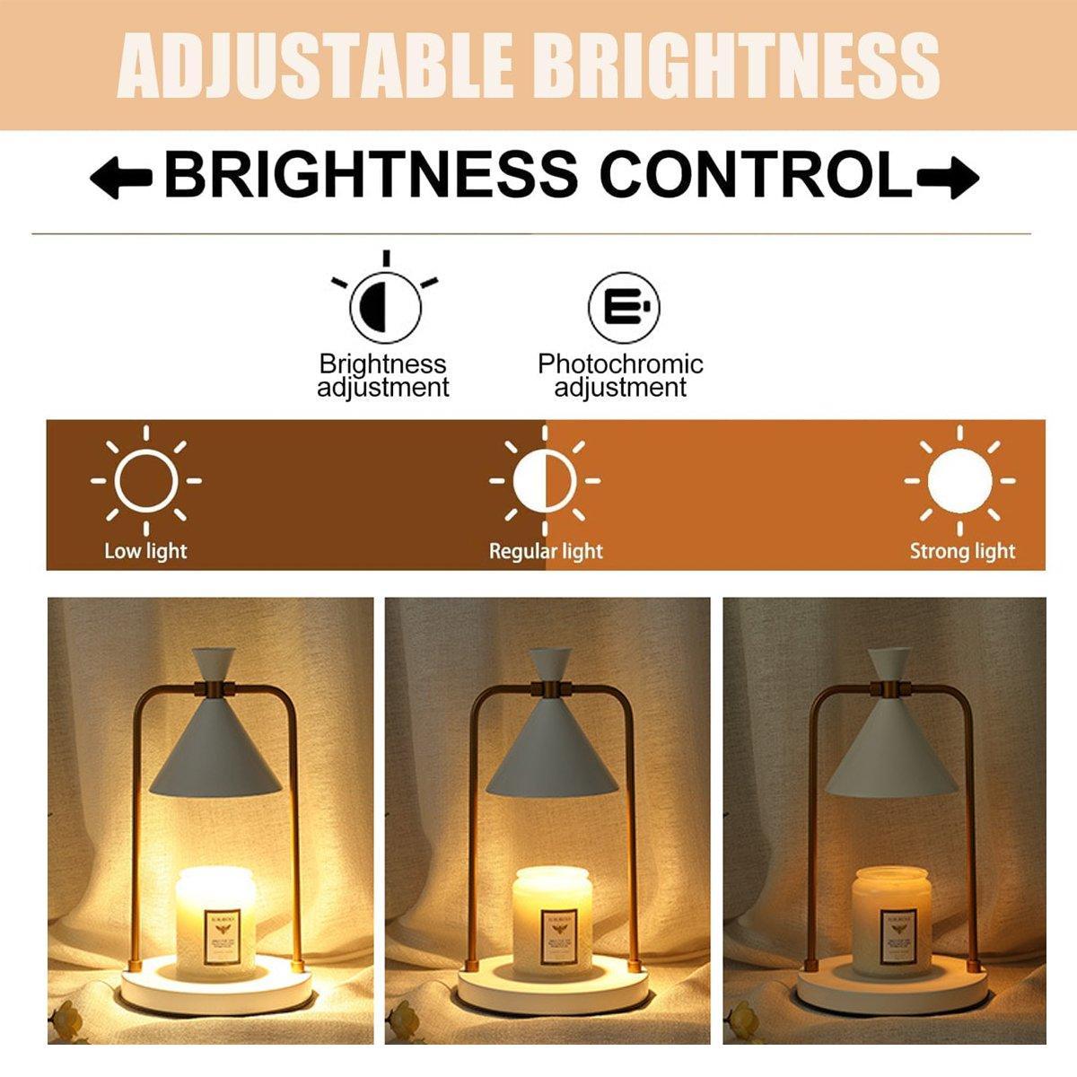 Retro Aromatherapy Table Lamp Dimmable Metal Scented Wax Lamp for Bedroom - Copper