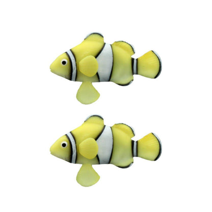 2PCS Artificial Betta Fish Aquarium Decorations Silicone Floating Moving Fish - Sky Blue Goldfish