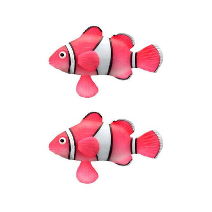 2PCS Artificial Betta Fish Aquarium Decorations Silicone Floating Moving Fish - Sky Blue Goldfish