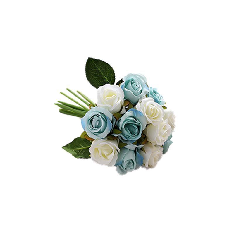 12 Heads Silk Rose Artificial Flowers Fake Bouquet - Red