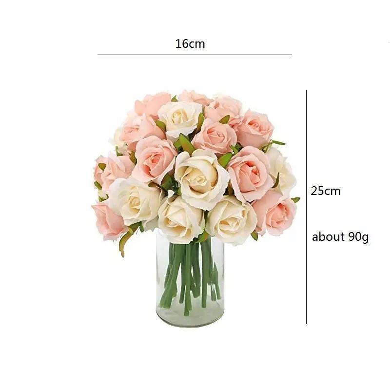 12 Heads Silk Rose Artificial Flowers Fake Bouquet - Purple