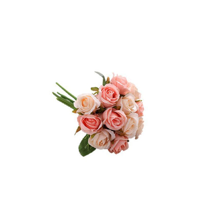 12 Heads Silk Rose Artificial Flowers Fake Bouquet - Purple