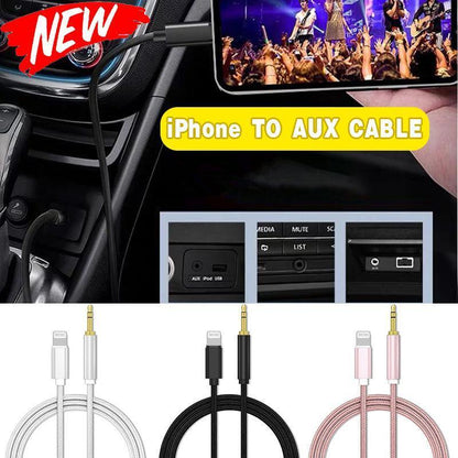 Lightning to 3.5mm Aux Audio Cable Adapter for Car Speaker Headphone Sound System - Pink