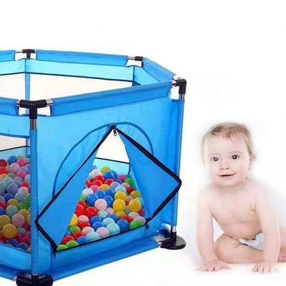 130cm Foldable Indoor Playpen Fence with Gate for Play Area or Rest Zone Setup - Red
