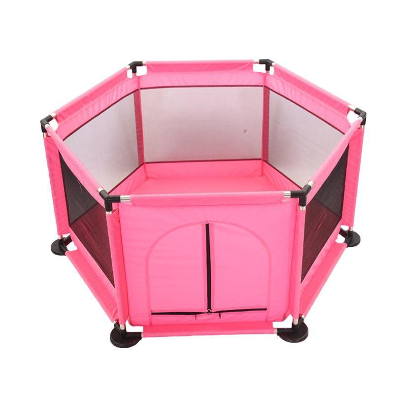 130cm Foldable Indoor Playpen Fence with Gate for Play Area or Rest Zone Setup - Red